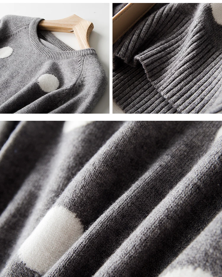 Модное детское платье в горошек пуловер зимний свитер женские осенние 2019