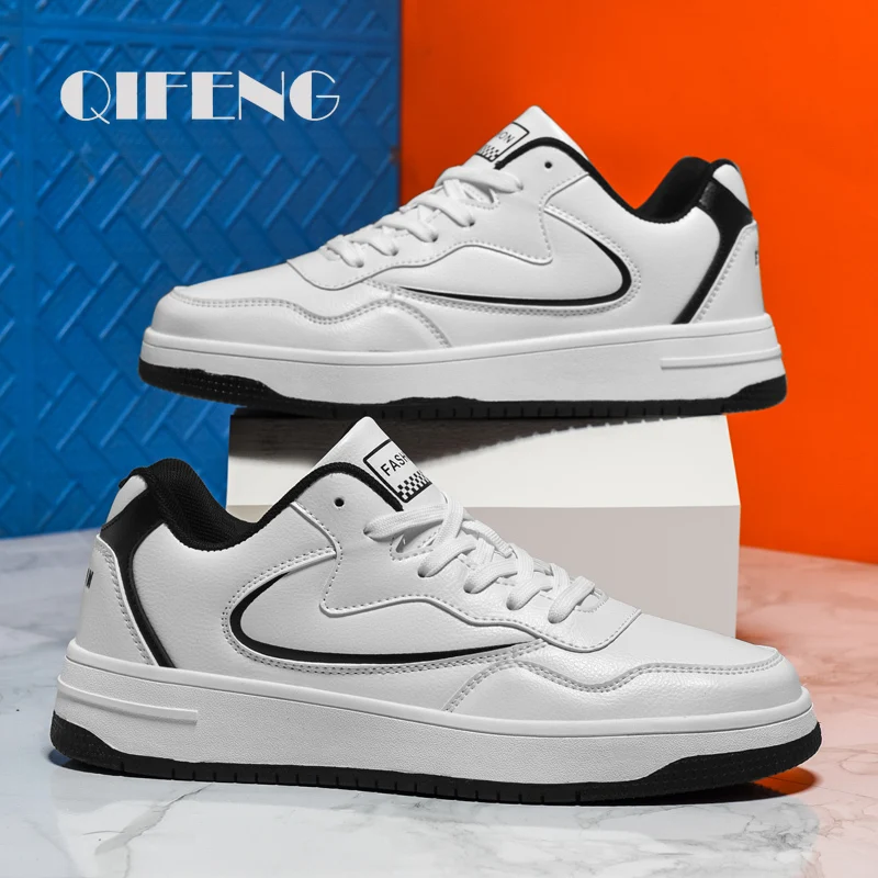 

Мужские кроссовки на плоской подошве, Белые Повседневные Классические кроссовки, осенняя Нескользящая дорожная черная спортивная обувь, ...