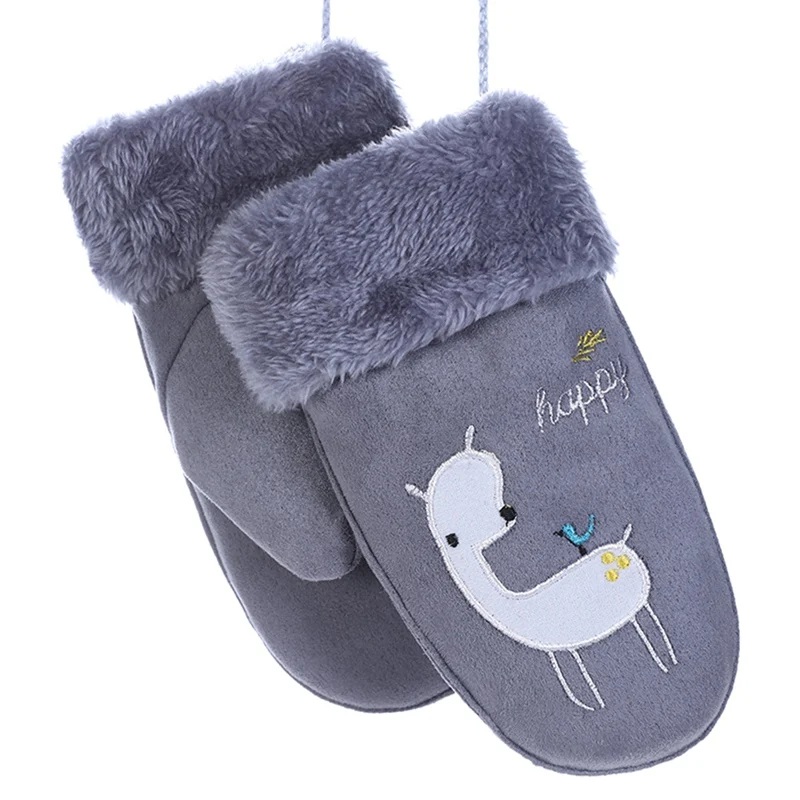 Grey Новые бархатные детские варежки, зимние теплые митенки детские толстые перчатки без пальцев для мальчиков и девочек от 3 до 8 лет - Цвет: Grey