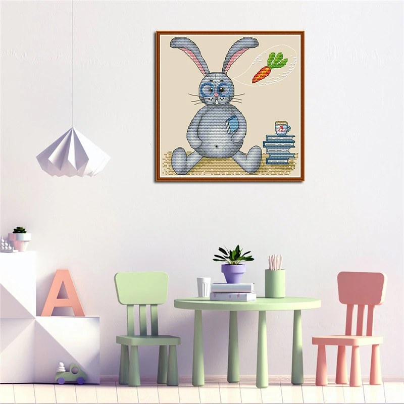 NKF кролик ест редиску китайский узор крестиком наборы вышивка рукоделие Наборы