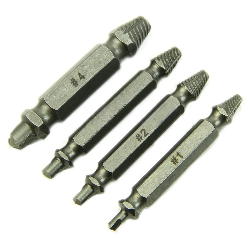 

4X Screw Extractor Drill Bits Guide Set Broken Bolt Remover Easy Out #1 #2 #3 #4