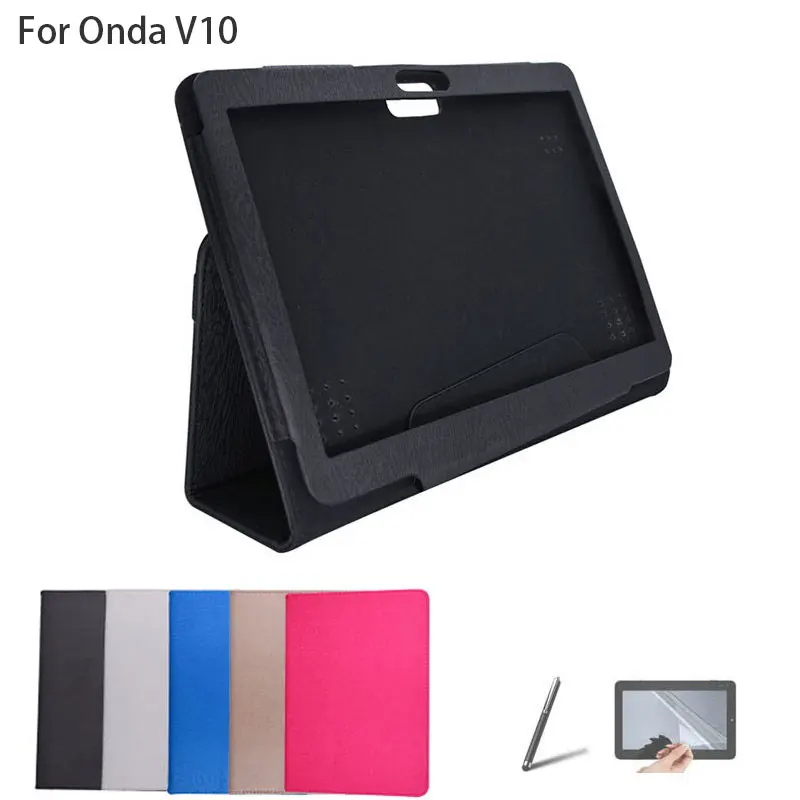 

For Onda V10 10.1 inch Tablet Case PU Leather Protective Shell Stand Cover + Stylus Pen + Screen Protector