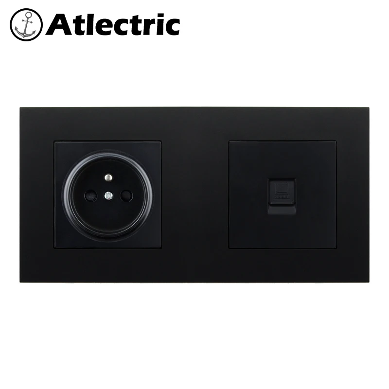 Atlectric FR Стандартный разъем пластиковый блок розеток RJ45 розетка компьютерный порт данных розетка двойной RJ45 с тв двойной выход розетки