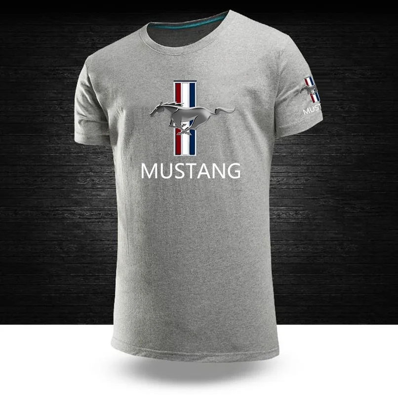 

NEW Mustang Summer Fashion Male Tops Casual Short Sleeves Solid Color Cotton Round neck Hip Hop T shirts Sport Tops