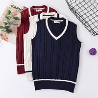 school uniform sweater for women and men college british japanese jk v neck girls boys vest cotton outerwear knitting waistcoat