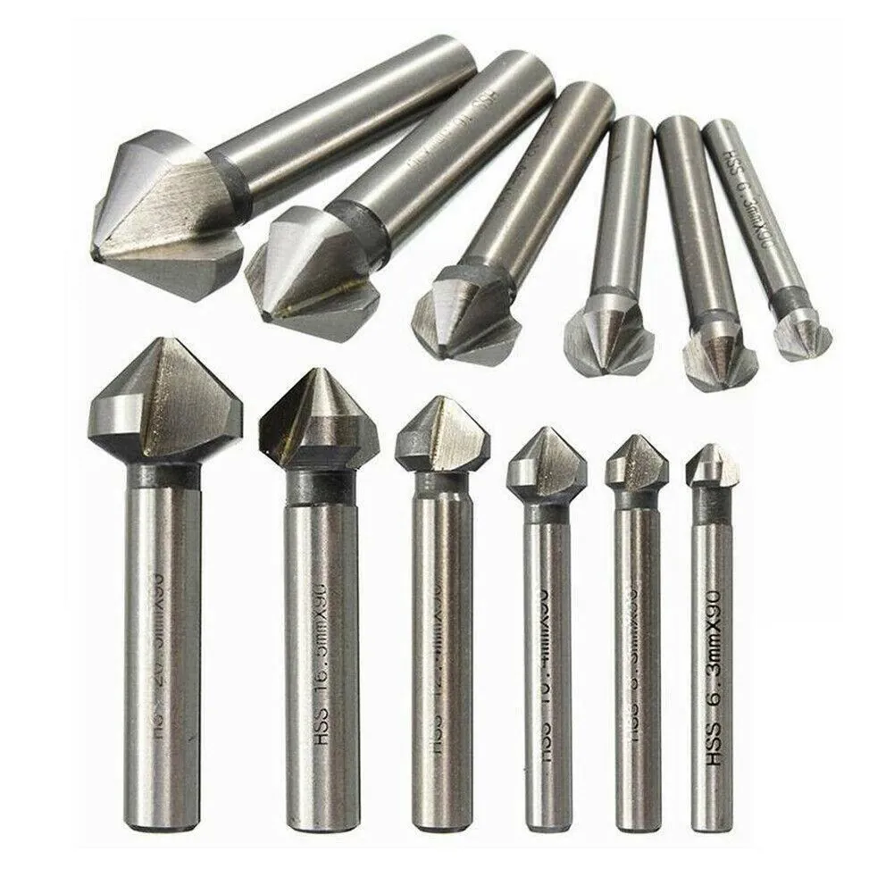 

6pcs 90 Degree 3 Flutes HSS Countersink Drill Bit Chamfering Tool 6.3 To 20.5mm HSS Countersink Drill Bits