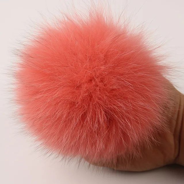 fox orange pink DANKEYISI 15 см натуральный Лисий мех помпон меховые шарики Меховые помпоны для шапок шапка натуральный мех енота помпон для шарфа перчатки брелок - Цвет: fox orange pink