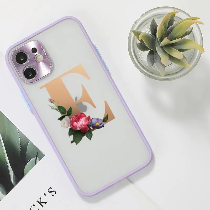 

166 letters rose Phone Case For iPhone 12 11 Mini Pro XR XS Max 7 8 Plus X Matte transparent Purple Back Cover