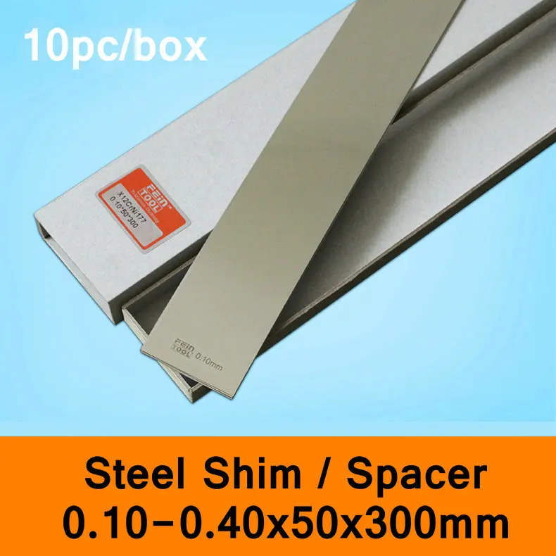 

Stainless Steel Spacer Mold Mould Adjustable Gasket Shim Filler Feeler Leaf Thin Steel Sheet 10pcs/Box Wall 0.10-0.40mm 50x300mm