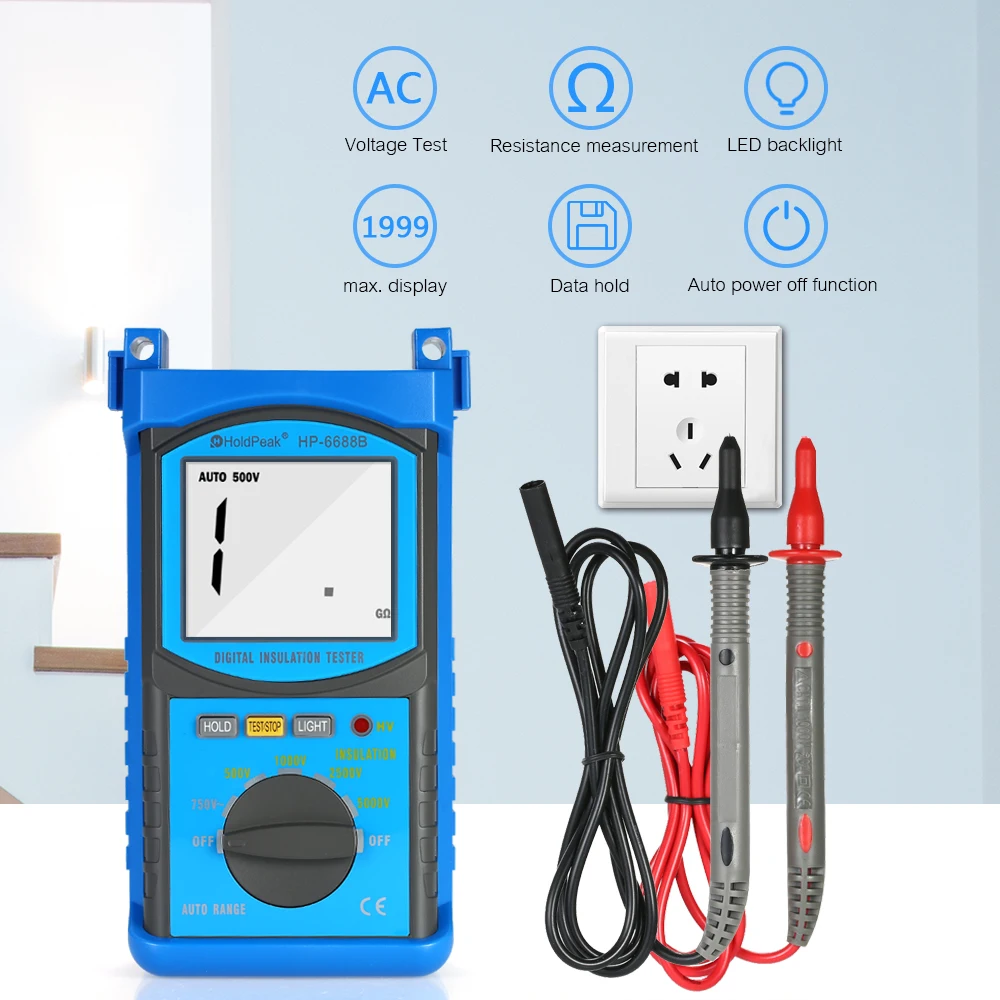 Цифровой тестер сопротивления изоляции авто диапазон Megohm метр мегометр
