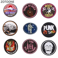 zotoone iron on badge punk sew on patch for clothes jeans embroidered skull patches for clothing diy for kids fabric applique g