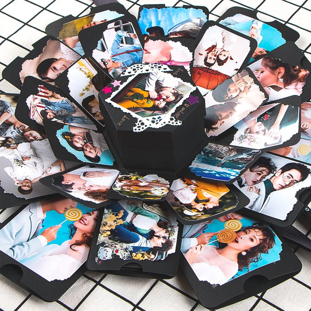 Creative Photo Album Handmade Hexagonal Explosion Gift Bomb Box For Family Friends Scrapbook Lovers Gifts DIY Albums | Дом и сад