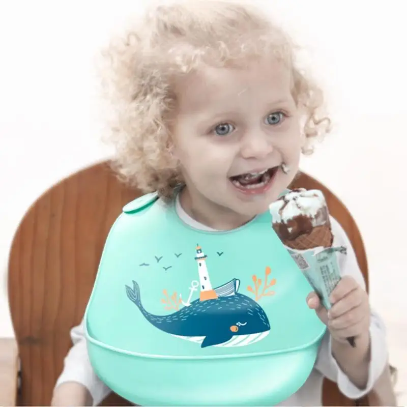 1 PC Cartoon Baby Apron Windproof Infant Eating Silicone Kids Bib Newborn Feeding Adjustable Disposable | Детская одежда и обувь