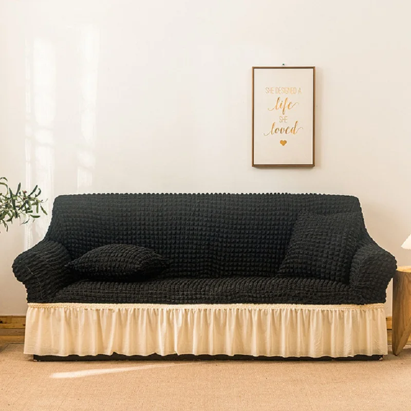 Однотонный эластичный чехол для дивана в гостиную набивной клетчатый секционный