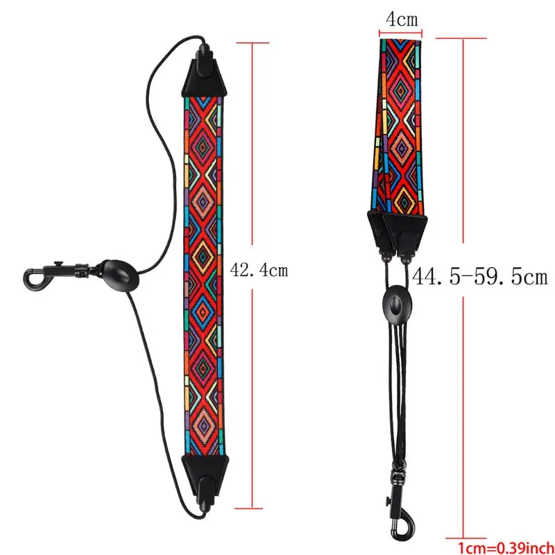 

1pc Saxophone Neck Strap Soft Padded Rainbow Braided Pattern for Alto Baritone