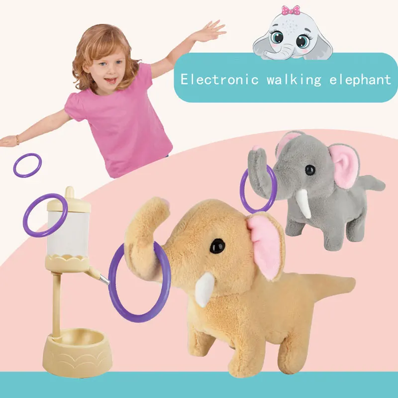 Electronic Elephant Robot Animal Toy Electric Plush Elephant Pet Toy Walk With Sound Ring Funny Toys For Children Birthday Gift