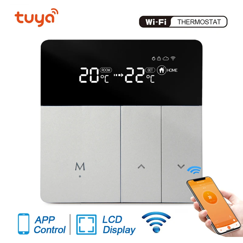

WiFi Smart Thermostat Temperature Controller For Gas Boiler Electric Underfloor Heating Humidity Display Works With Alexa Google