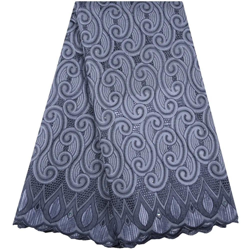 

African Grey Cotton Lace Fabric Swiss Voile With Stone Swiss Cotton Voile Lace High Quality 2019 Dry Lace Fabrics For Party 1602