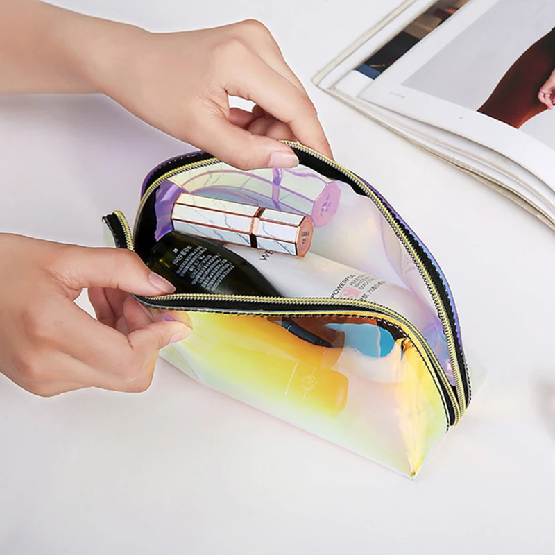 Litthing New Laser Makeup Pouch Waterproof TPU Material Cosmetic Bag For Female Transparant Case Jelly |