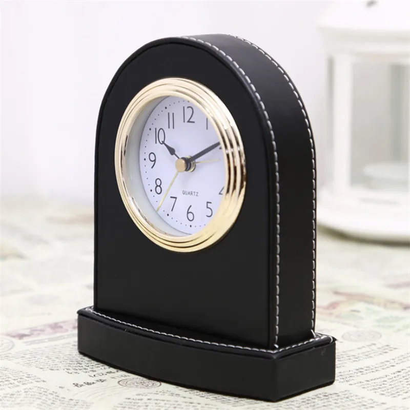 Кожаный Европейский маленький будильник креативный офисный персональный