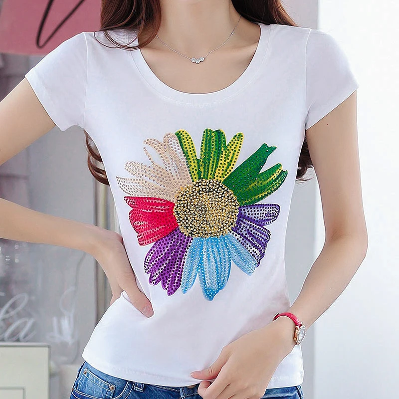 Женская футболка с коротким рукавом и круглым вырезом модная эластичная