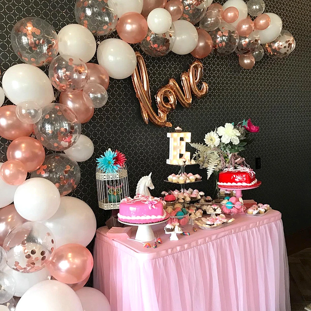 

102Pcs Rose Gold Balloon Arch Garland Kit Latex Confetti Balloons for Wedding Bridal Birthday Party Decorations Baby Shower Girl