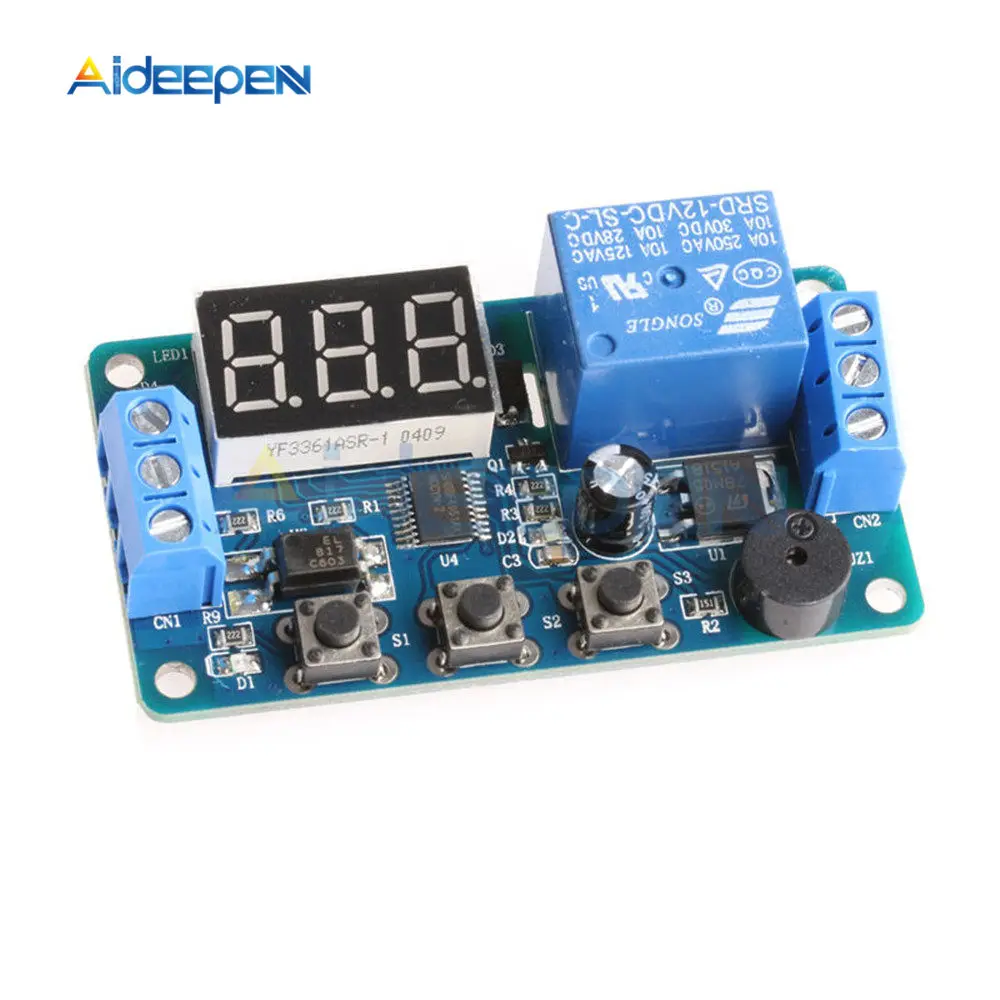 Relay Only DDC-332 DC 12V реле задержки таймера светодиодный цифровые реле цикл запуска переключатель времени Управление зарядная Модульная плата с звуковая сигнализация - Габаритные размеры: Relay Only
