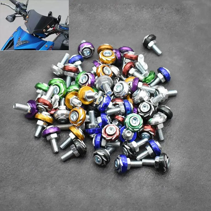 

1Pcs 6mm Universal Screw Cover Cap Nut Windscreen Windshield Screw Mounting Bolts Motorcycle Aluminum Washer Body Cover