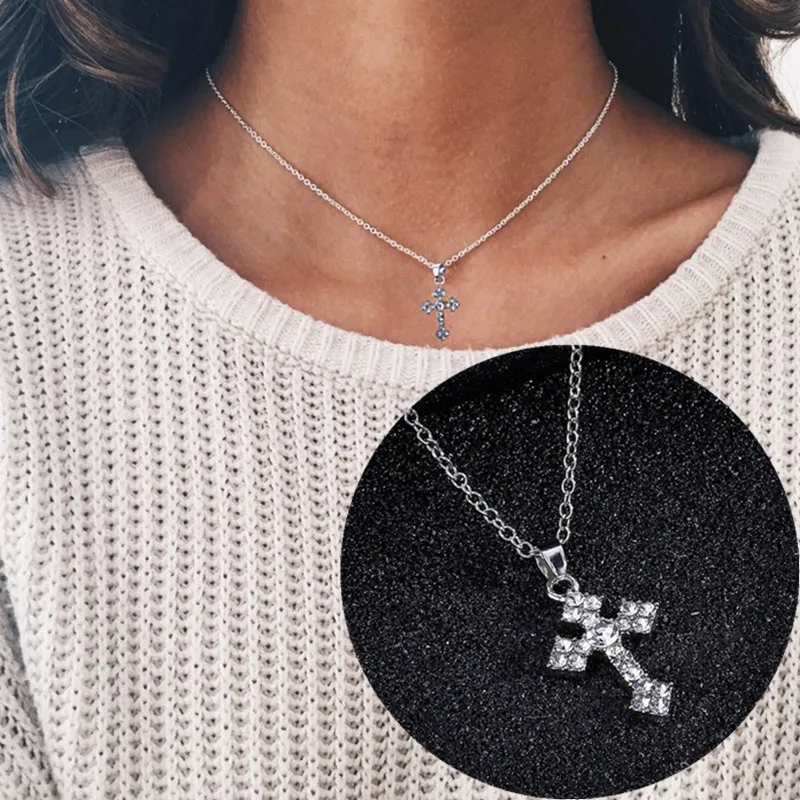 

Religious Jesus Fashion Christian Cross Men's Women's Pendant Stainless Steel Gold Silver Color Long Chain Necklace Jewelry