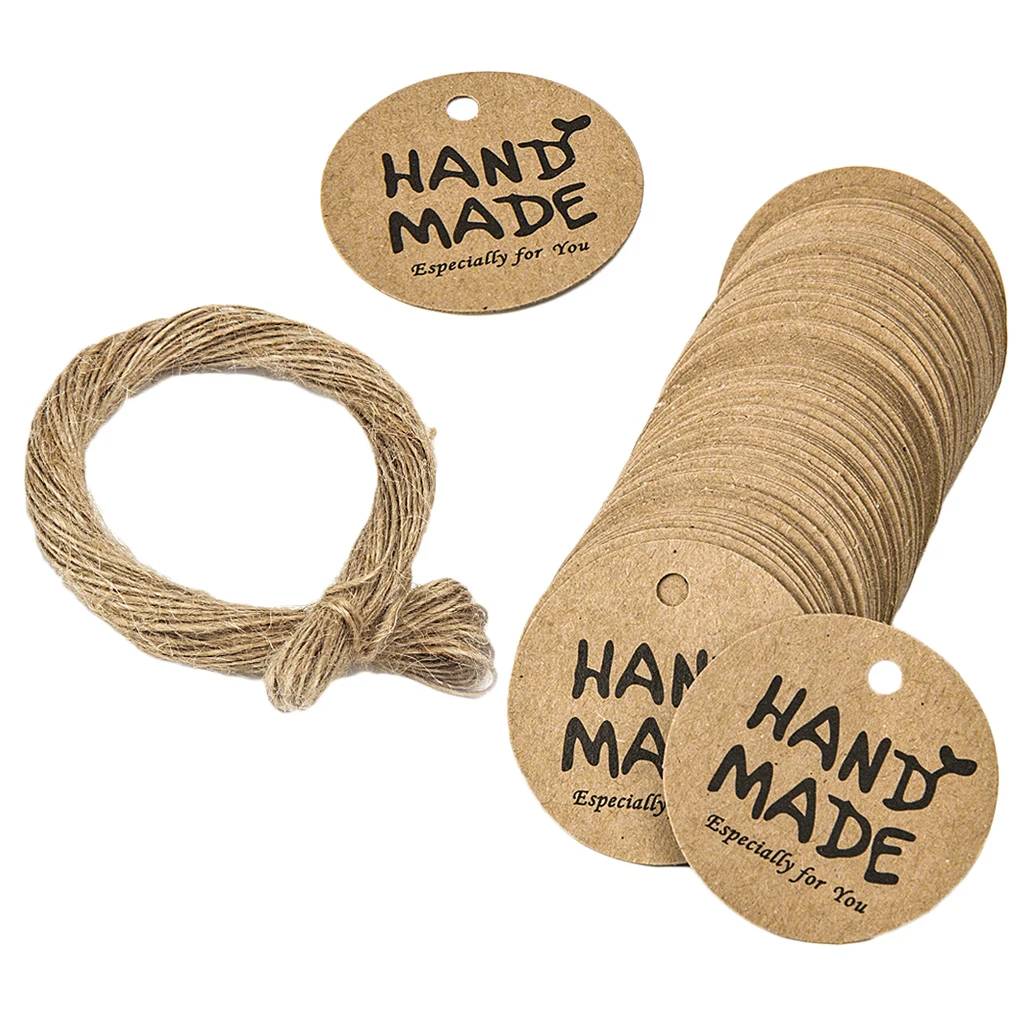 

100X (Handmade)Kraft Paper Label Wedding Party ing Gifts Tags