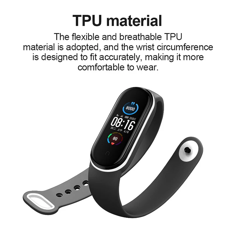 silicone tpu wristband suitable for mi band 3 4 5 two color replacement strap three point wristband smart wearable devices free global shipping
