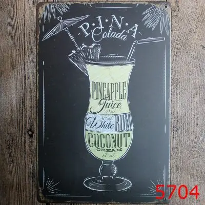 Коктейльный декор для стен в винтажном стиле Mojito оловянные тарелки пабов роспись