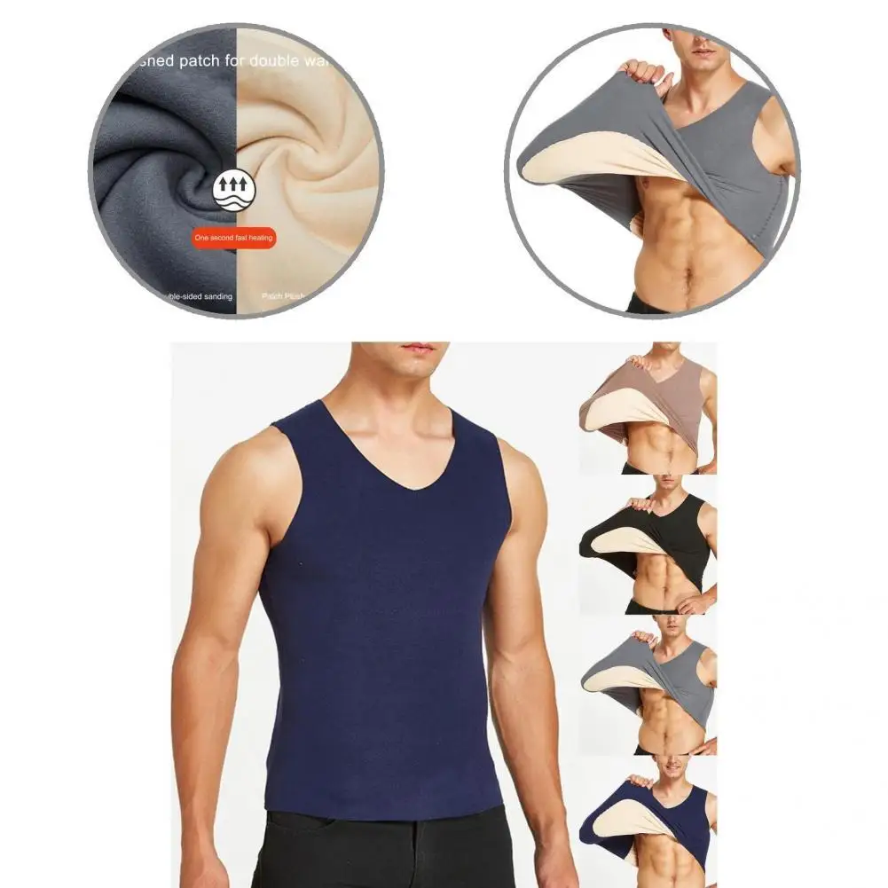 

Male Waistcoat High Elasticity Highly Warm Bodybuilding Thicken Winter Base Vest Men Base Vest for Daily Wear