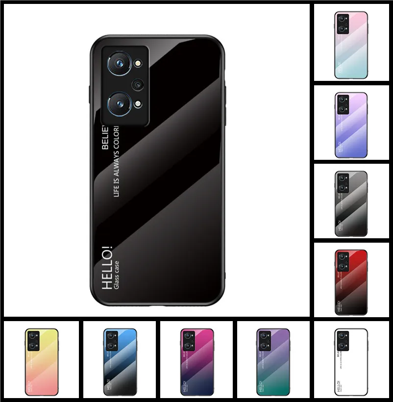 Роскошный чехол из закаленного стекла с градиентом для телефона Samsung A22 A32 A82 A51 A72 5G A02S A21s A03s M52, мягкий чехол-бампер