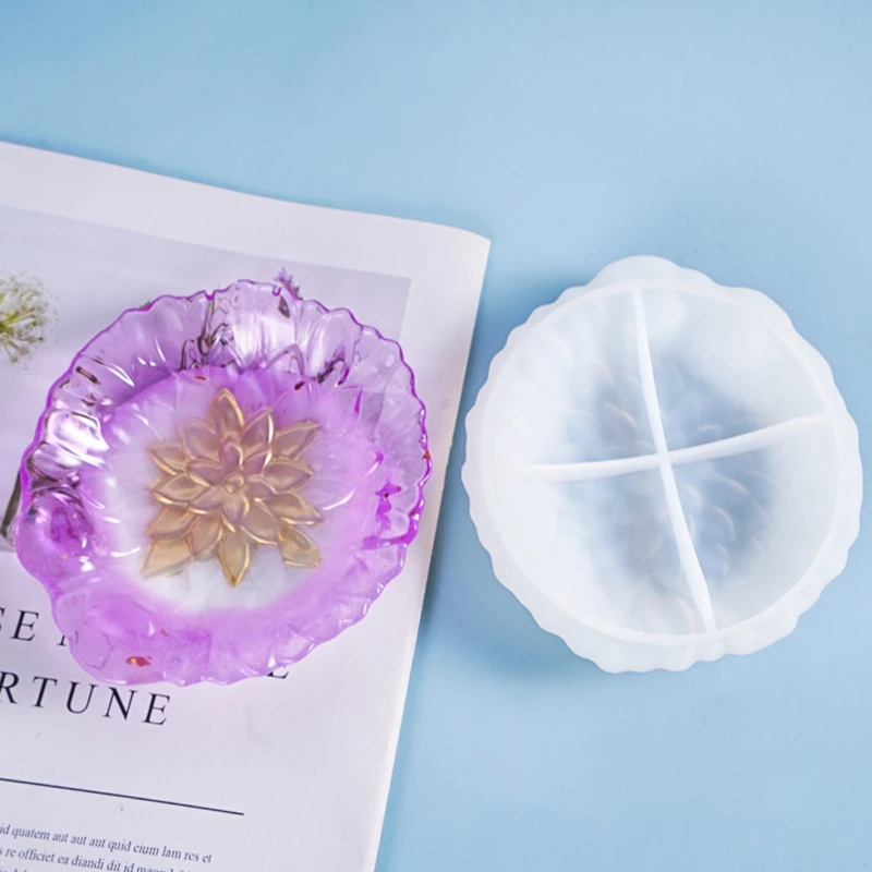 

Crystal Epoxy Resin Mold Leaf Plate Petal Storage Organizer Decor Silicone Mould 85LB