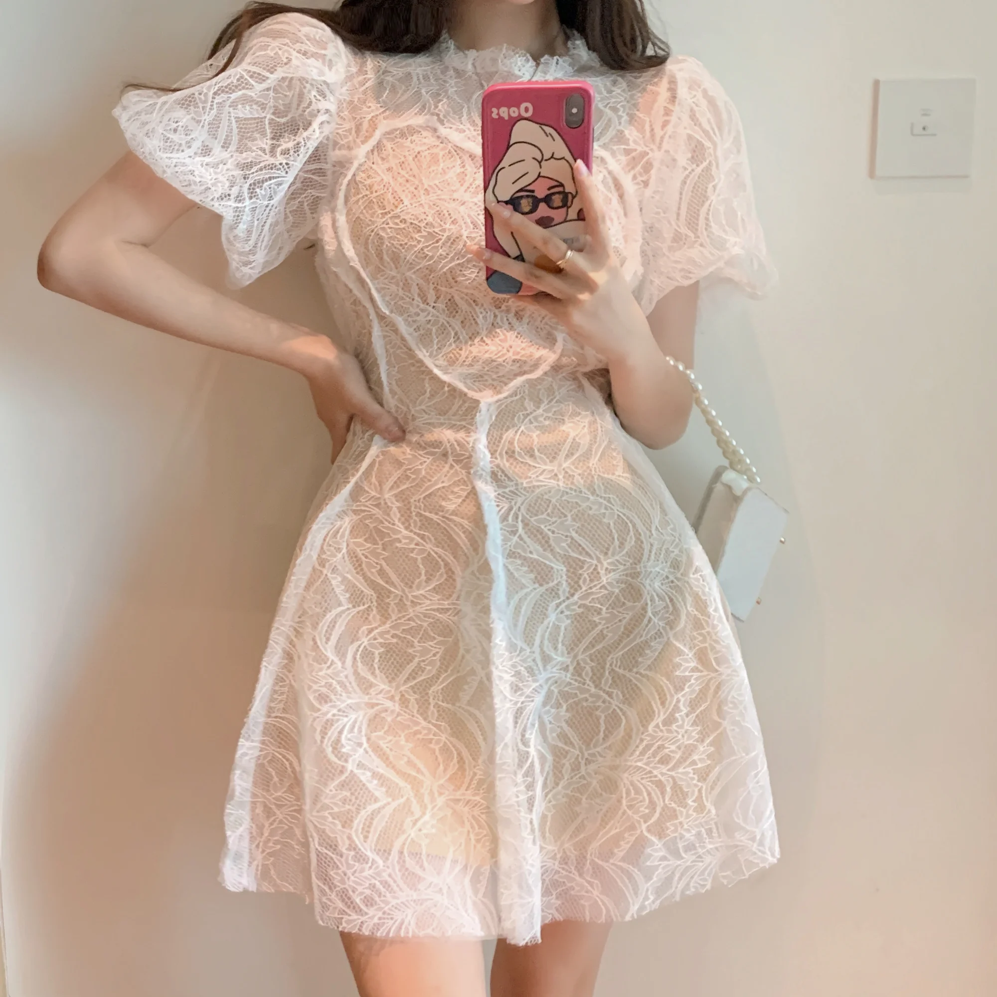 

Платье женское кружевное в офисном стиле, пикантная вечерняя одежда для свидания и молодежи, в французском стиле, супер феи, на лето