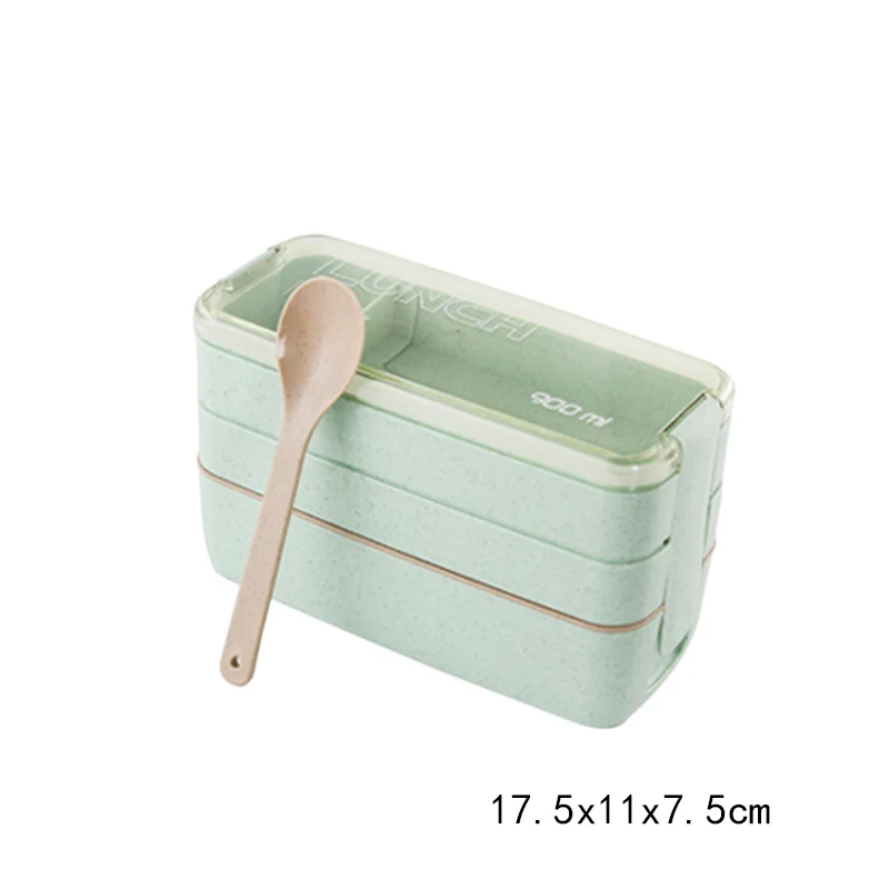 17.5x11x7.5cm Green 3 Слои Творческий Портативный Еда хранения Контейнер для обеда для пикника пластиковые Ланч-боксы контейнеры для Еда коробка бэнто для микроволновой печи для студентов - Цвет: 17.5x11x7.5cm Green