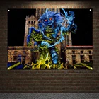 Страшный кровавый художественный флаг рок-группы, металлические музыкальные баннеры, холст, живопись, Череп, тату, плакаты, настенные наклейки, гобелен, украшение на стену