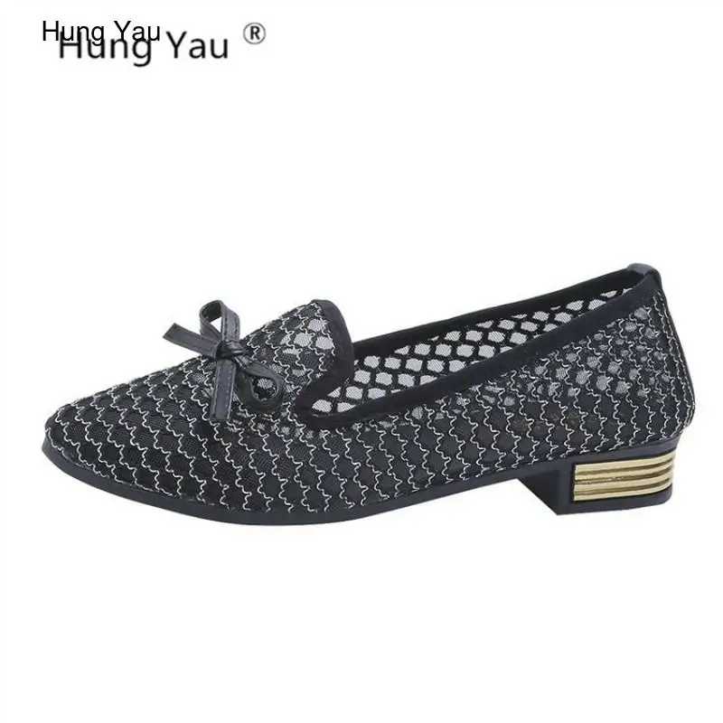 

Women Loafers Lady Flat Casual Shoes For Woman Hollow Breathable Flats Comfortable Soft Gauze Moccasins Black Loafer Size 35-41