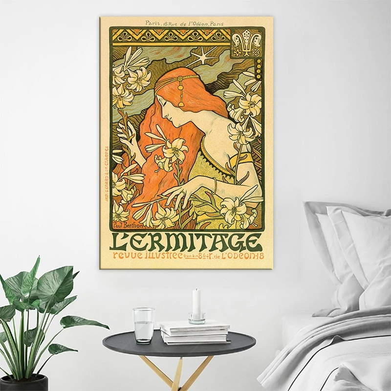

Alphonse Mucha Famous Painting Vintage Illustration Canvas Posters and Prints Wall Art Pictures for Home Living Room Decoration