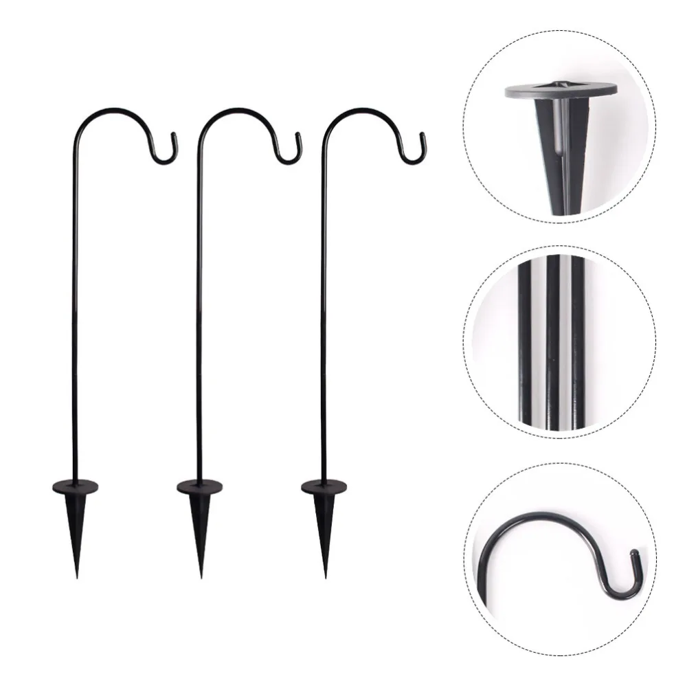

3Pcs Practical Shepherd's Hooks Iron Garden Stakes Multifunctional Lawn Stakes