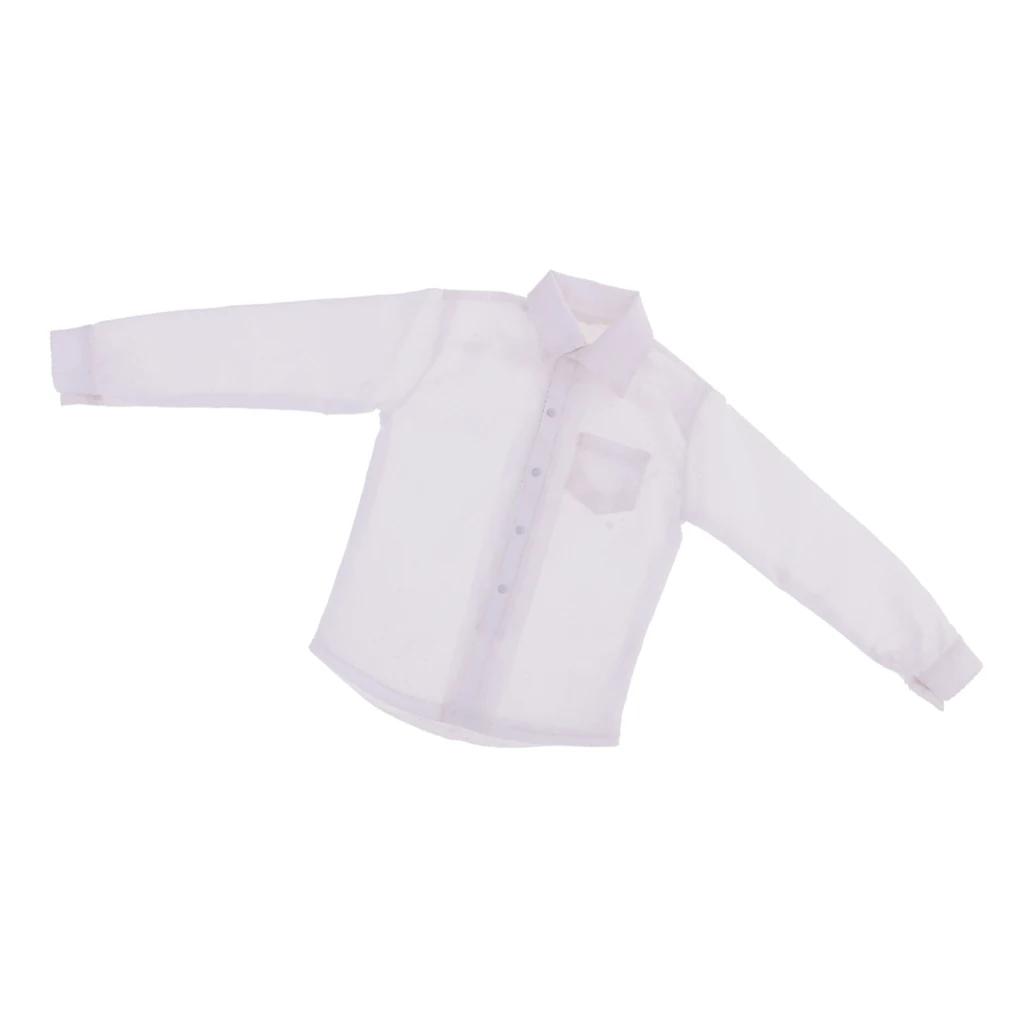 Белая классическая рубашка с длинным рукавом в масштабе 1/6 для мужской экшн