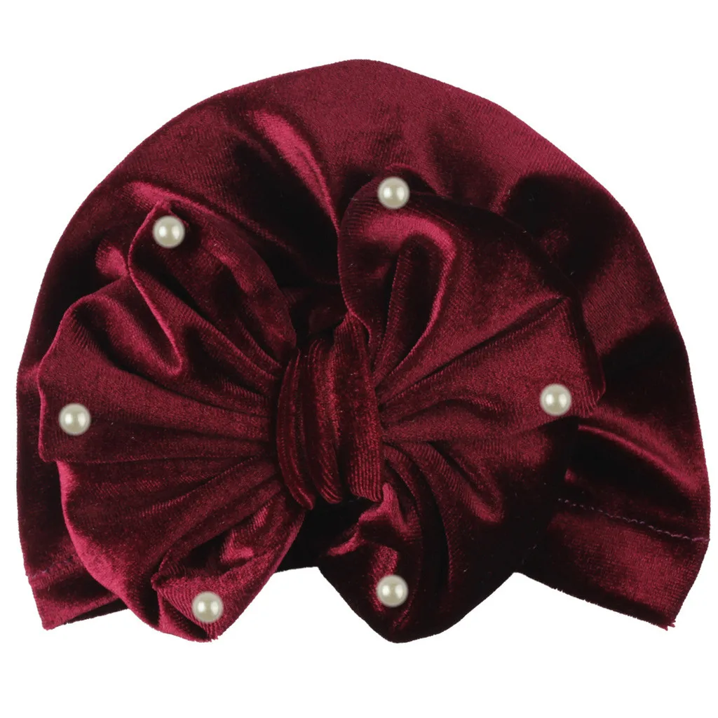 Детский жемчужный индийский головной убор с бантом детский пуловер шапка для