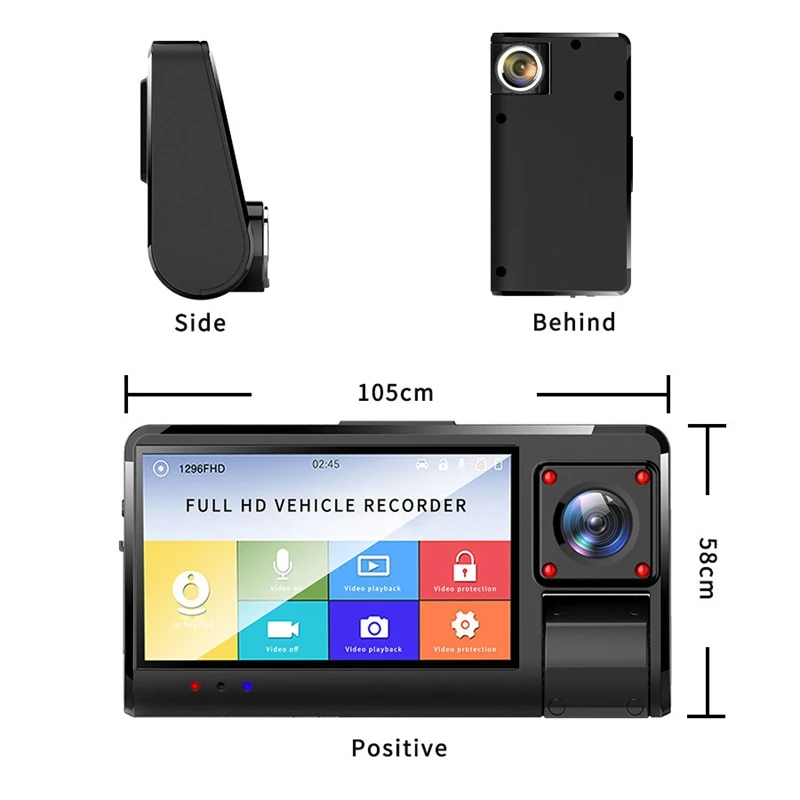 

NEW-Car Camera Full HD 1080P 170 Degree Wide Angle 3 Inch DVR Video Recorder with 2 Cams Recording