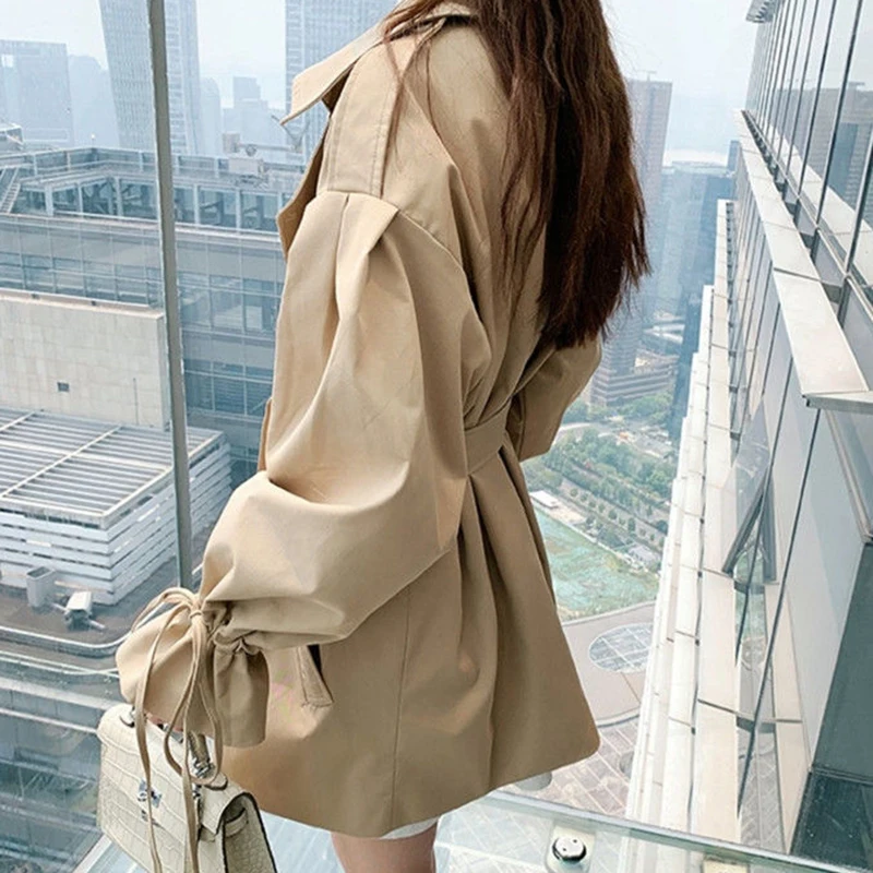 Тренч женский двубортный в британском стиле винтажная верхняя одежда-карго