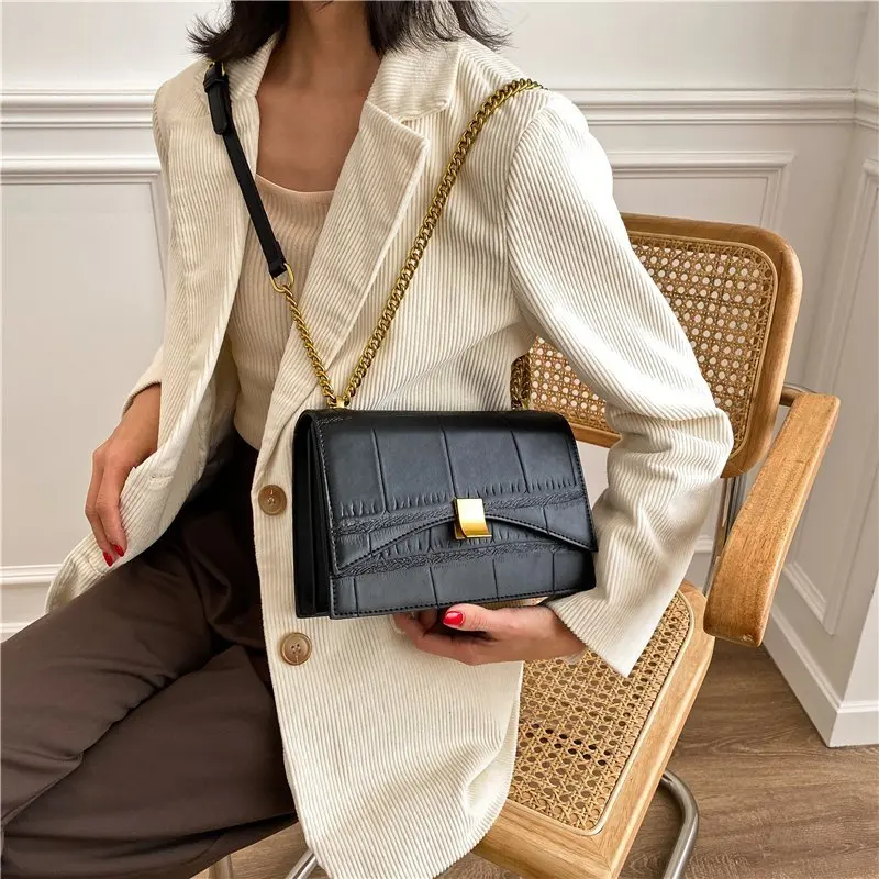 

OLSITTI High Quality PU Leather Shoulder Bags for Women 2020 Winter Designer Stone Pattern Tide Brand Chain Ladies Handbags