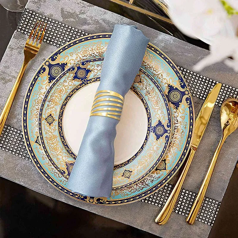 

Gold Napkin Rings Set Of 6, Hollow Napkin Ring Holder for Wedding Christmas Family Gathering Table Decoration