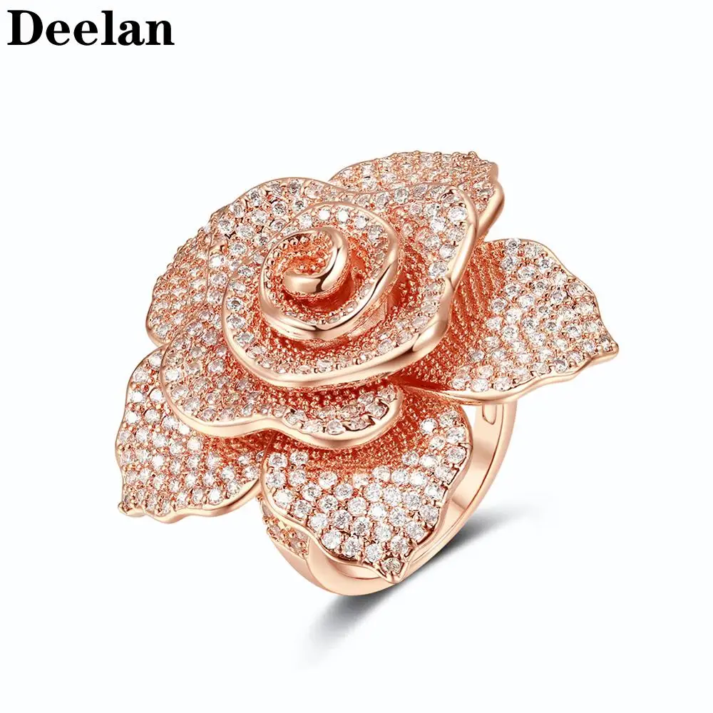 Deelan женские кольца в виде цветка розы ювелирные изделия очаровательные на