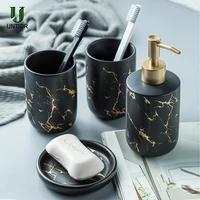 untior ceramic bathroom accessories set marble pattern washing tools mouthwash cup soap toothbrush holder bathroom supplies