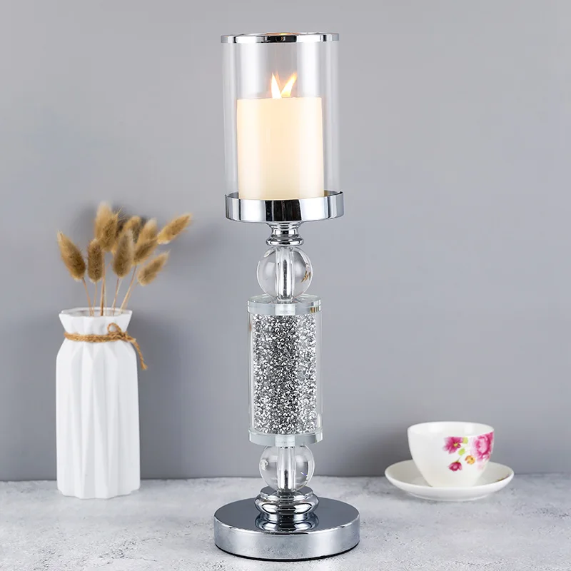 

С украшением в виде кристаллов подсвечник, подсвечник для свечи столба, используется для свадьбы, дома, оптовые продажи, кофейный, обеденный...